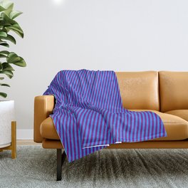 [ Thumbnail: Purple & Blue Colored Striped/Lined Pattern Throw Blanket ]