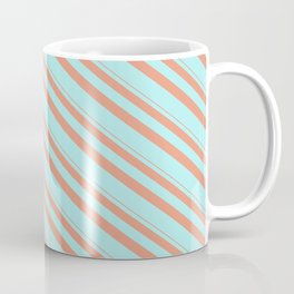 [ Thumbnail: Dark Salmon & Turquoise Colored Lines Pattern Coffee Mug ]