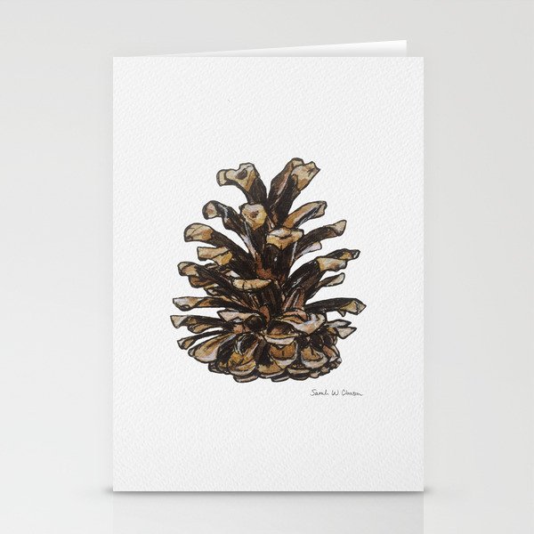Pinecone watercolor Stationery Cards