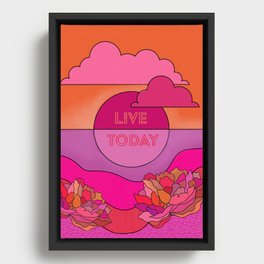 Live today in pink/orange Framed Canvas