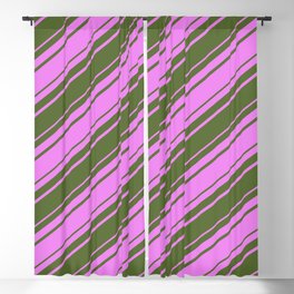 [ Thumbnail: Violet and Dark Olive Green Colored Lines/Stripes Pattern Blackout Curtain ]