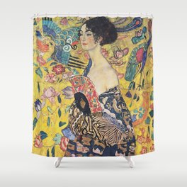 Woman with fan - Gustav Klimt Shower Curtain