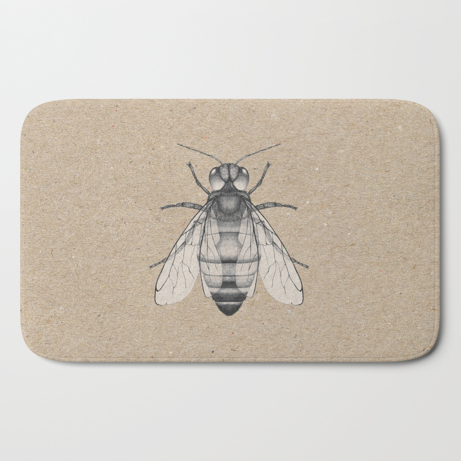 Bee Pencil Drawing Bath Mat By Wizzies Society6