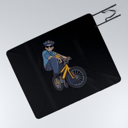 Police Officer Force Policeman riding BMX Bicycle for Kids Picnic Blanket