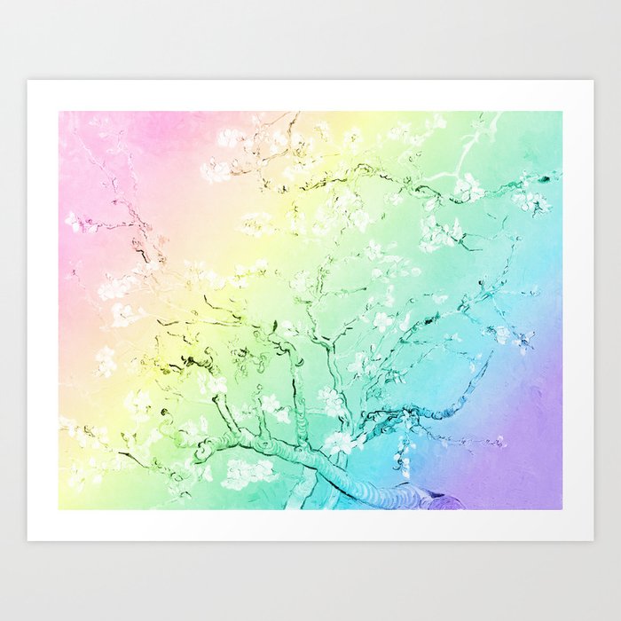 PVan Gogh Almond Blossoms Pastel Rainbow Art and Decor Art Print