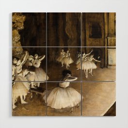 Ballet Rehearsal on Stage, 1874 by Edgar Degas Wood Wall Art