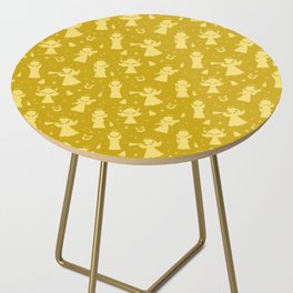 Christmas Pattern Yellow Angel Carol Holly Side Table