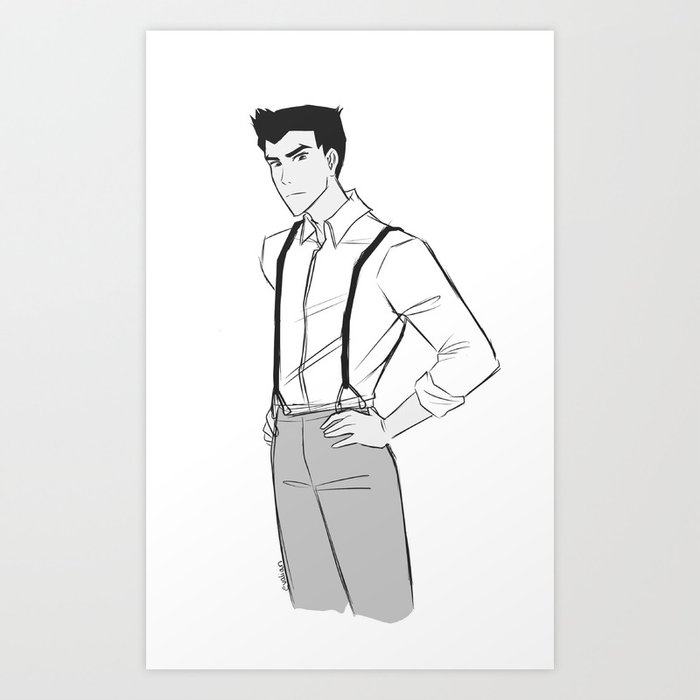 mako: suspenders Art Print by evalian | Society6