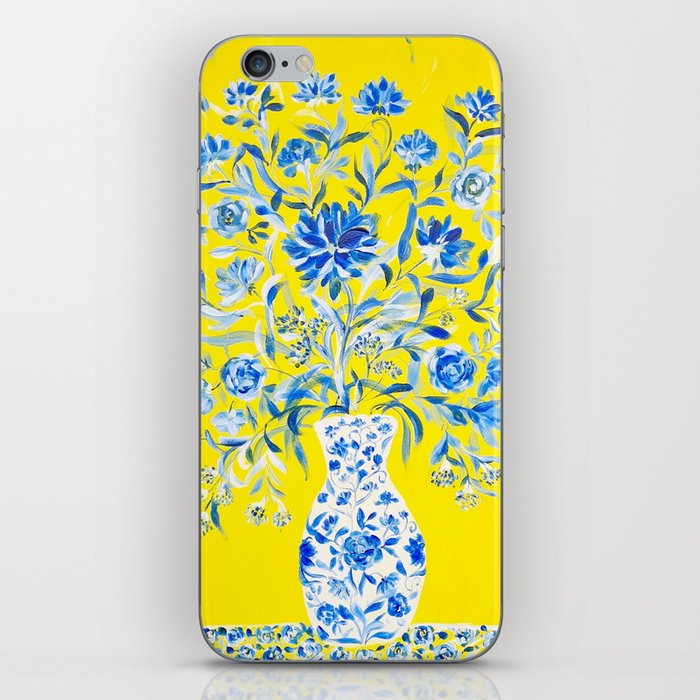 Yellow and blue vase chinoiserie  iPhone Skin