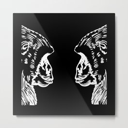 Monkey Silhouette Gift Idea Design Motif Metal Print