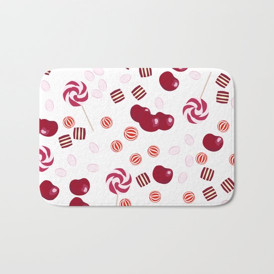 Candy lollipops of cherry Bath Mat