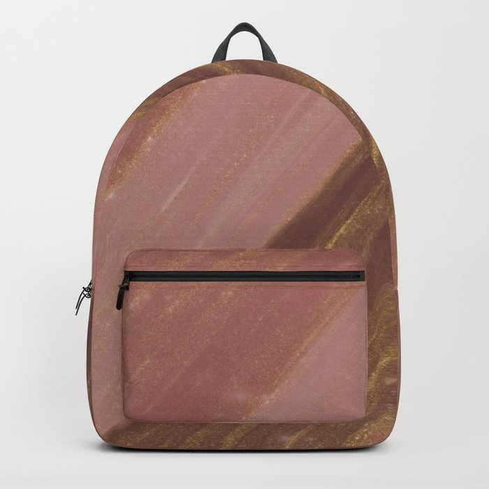Coral burgundy gold glitter watercolor brushstrokes Backpack