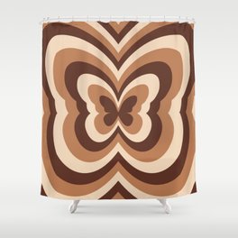Retro 70s Butterfly in Latte Brown Shower Curtain