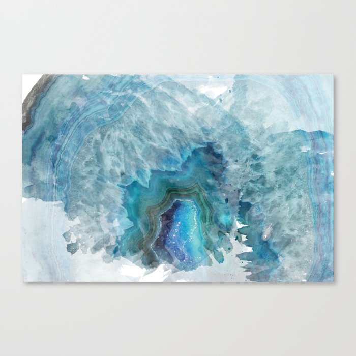 Blue Watercolor Agate Geode Print Canvas Print