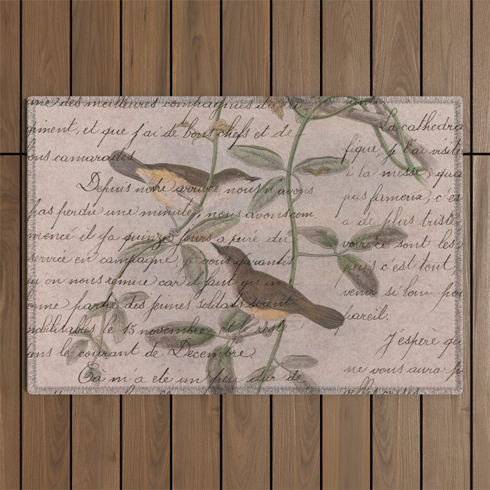 Vintage Birds Antique Illustration Outdoor Rug