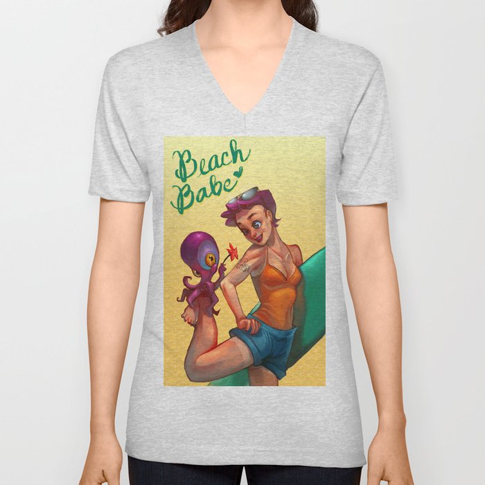 Beach Babe V Neck T Shirt