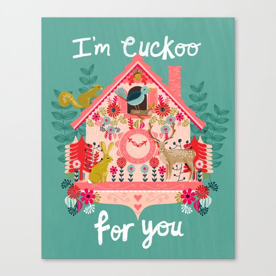 I'm Cuckoo For You - Valentines Cuckoo Clock Canvas Print