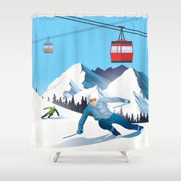 Winter Vacation - Ski Station Shower Curtain