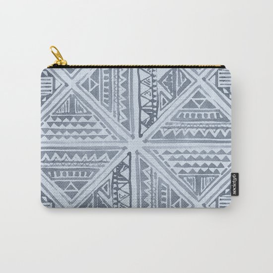Simply Tribal Tile in Indigo Blue on Sky Blue Carry-All Pouch