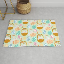 Colorful Pastel Easter Egg Rabbit Pattern Area & Throw Rug