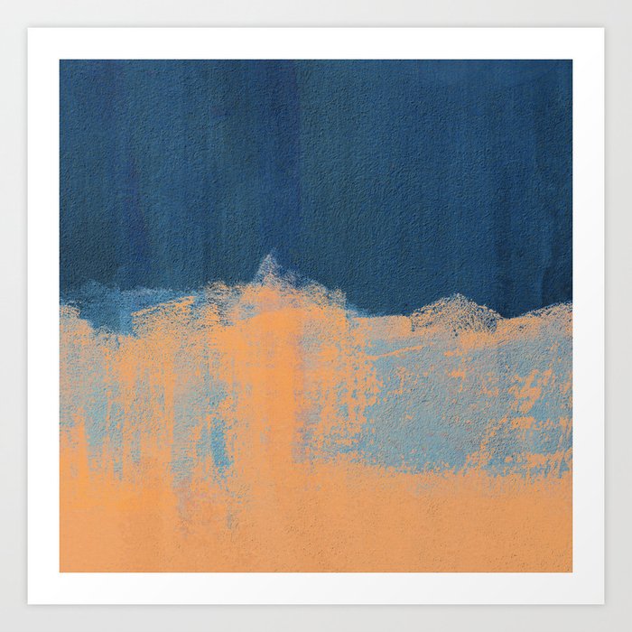 Summer Beach Abstract | Orange Blue Painting Art Print