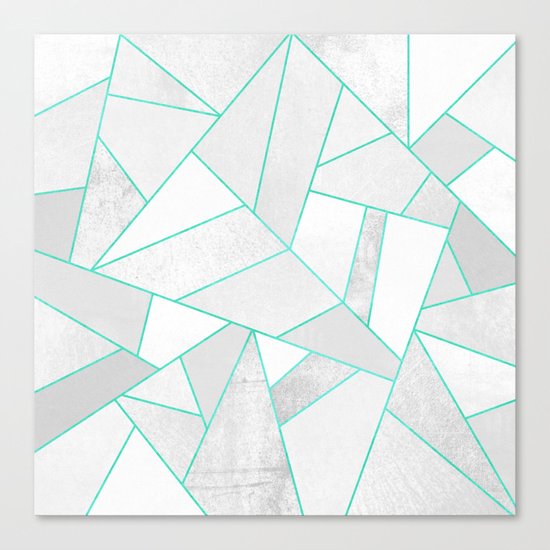 White Stone with Turquoise Lines Canvas Print