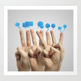Fingers with smiles Art Print