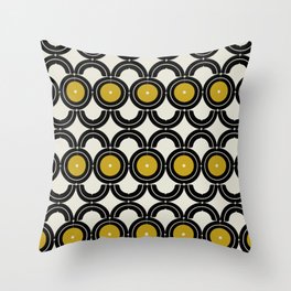 Geometric Retro White & Gold Throw Pillow