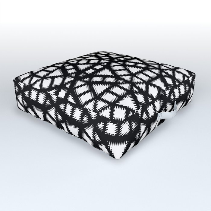 Black and White Pinwheel Pattern Illustration - Digital Geometric Artwork Outdoor Floor Cushion