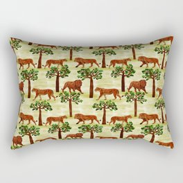 digital pattern with pairs of brown lions Rectangular Pillow