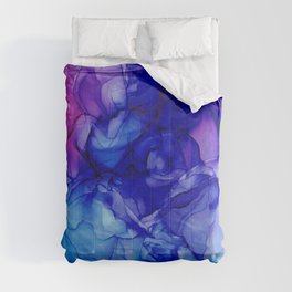 Purple, Pink, and Blue Abstract: Original Alcohol Ink Painting Comforter