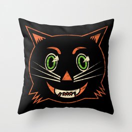 Vintage Black Cat Throw Pillow
