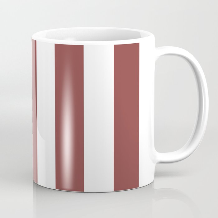 Brandy purple -  solid color - white vertical lines pattern Coffee Mug