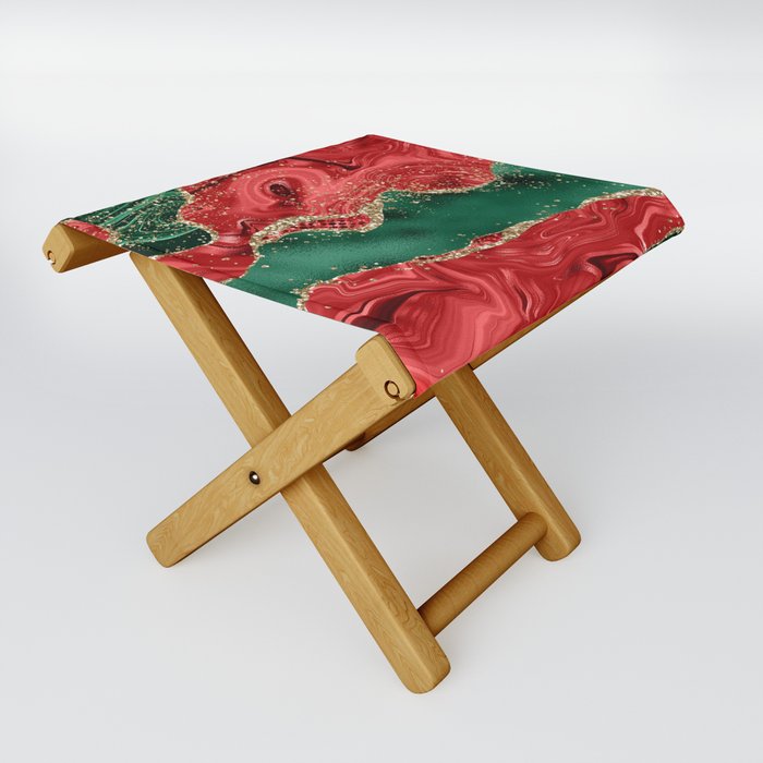 Christmas Glitter Agate Texture 01 Folding Stool