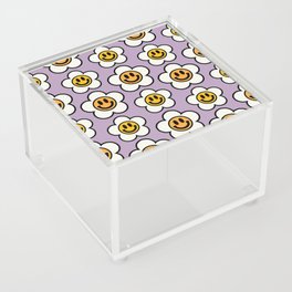 Bold And Funky Flower Smileys Pattern (Muted Lavender BG) Acrylic Box