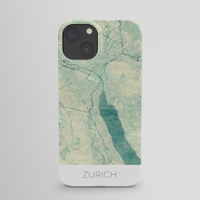 Zurich Map Blue Vintage iPhone Case