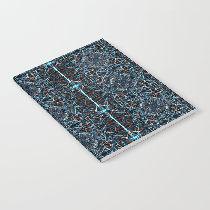 Liquid Light Series 58 ~ Blue & Orange Abstract Fractal Pattern Notebook