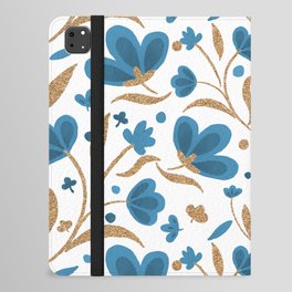 Cerulean blue and copper floral pattern iPad Folio Case