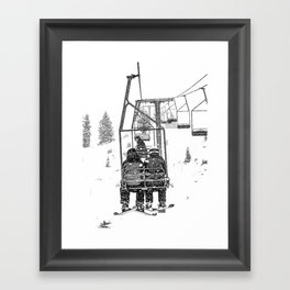 Snow Lift // Ski Chair Lift Colorado Mountains Black and White Snowboarding Vibes Photography Framed Art Print