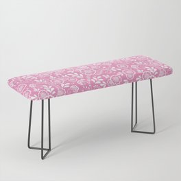 Pink And White Eastern Floral Pattern Bench