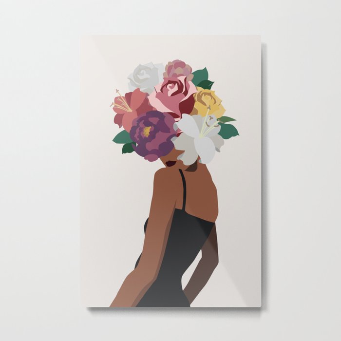 Aesthetic flower head of black woman Metal Print