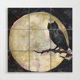 Owl's Perch with the Full Moon Wood Wall Art