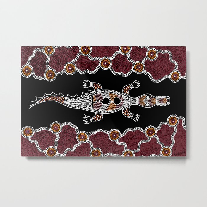 Crocodile - Authentic Aboriginal Art Metal Print