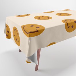 70s Retro Smiley Face Pattern Tablecloth