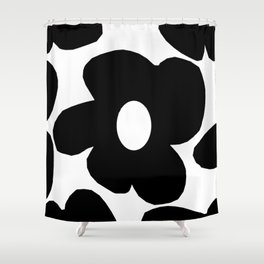 One Large Black Retro Flower White Background #decor #society6 #buyart Shower Curtain