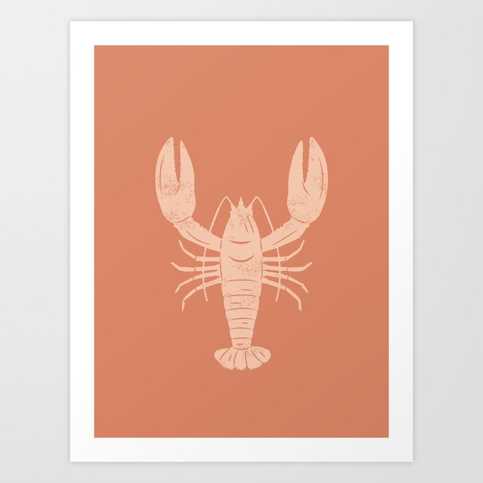 Peach Lobster  Art Print