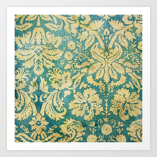 Vintage Antique Green And Gold Pattern Wallpaper Art Print By Dec02 Society6