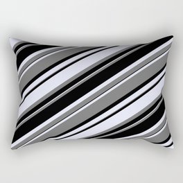 [ Thumbnail: Dim Gray, Black & Lavender Colored Stripes Pattern Rectangular Pillow ]