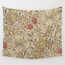 William Morris Vintage Golden Lily Biscuit Brick  Wall Tapestry