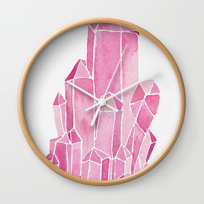 Rose Quartz Watercolor Wall Clock